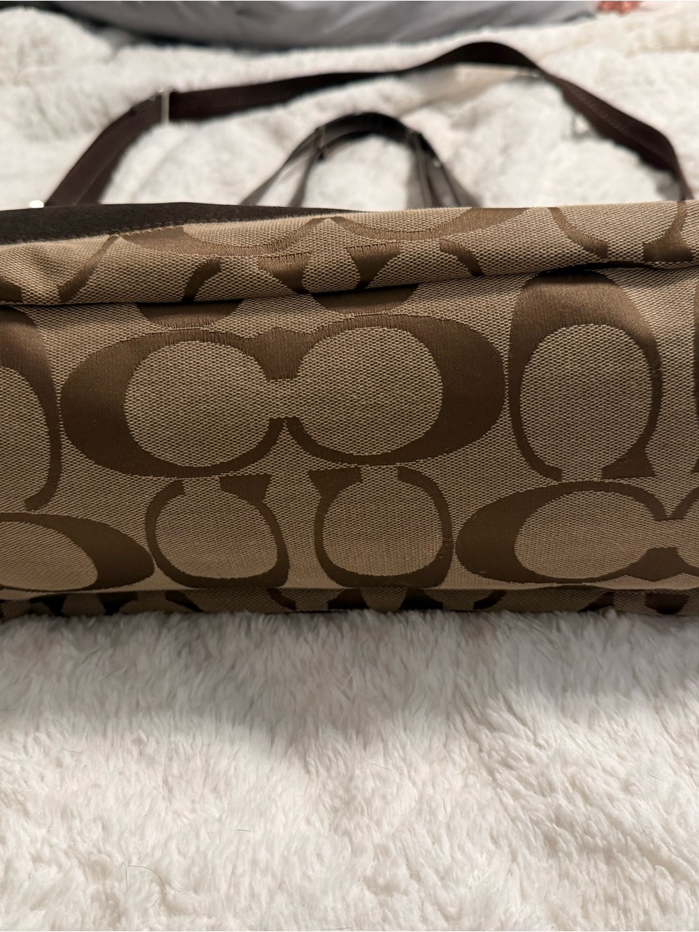 Coach Brown Signature Canvas Tote with Dark Brown Trim - Picture 2 of 15